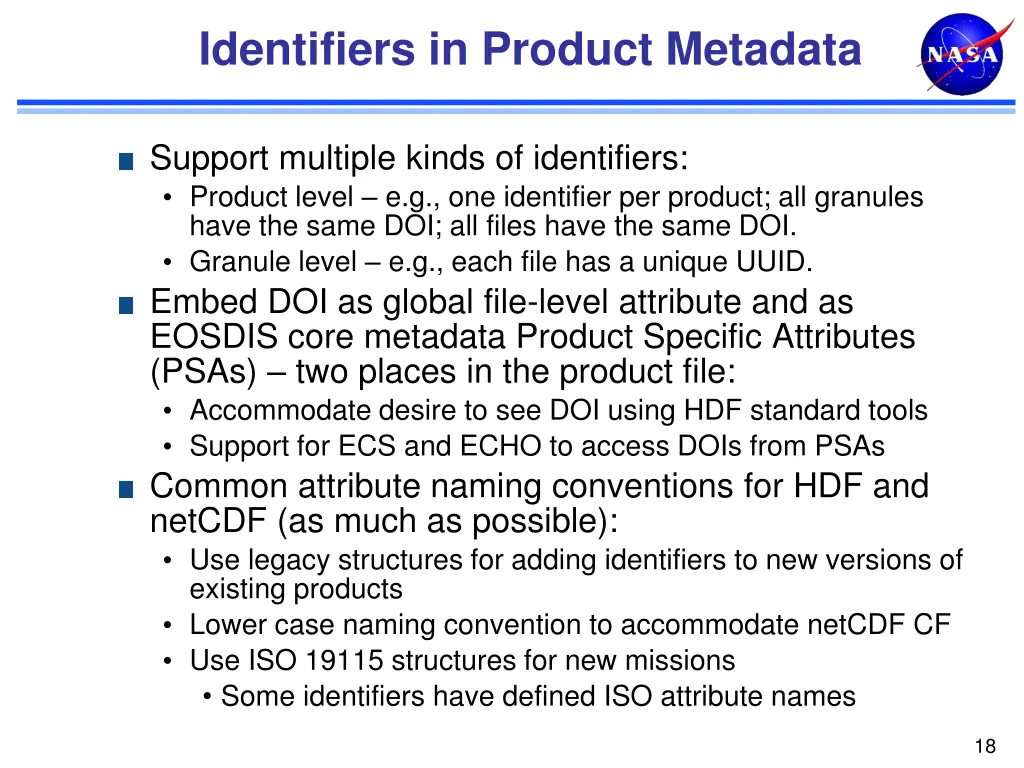 identifiers in product metadata
