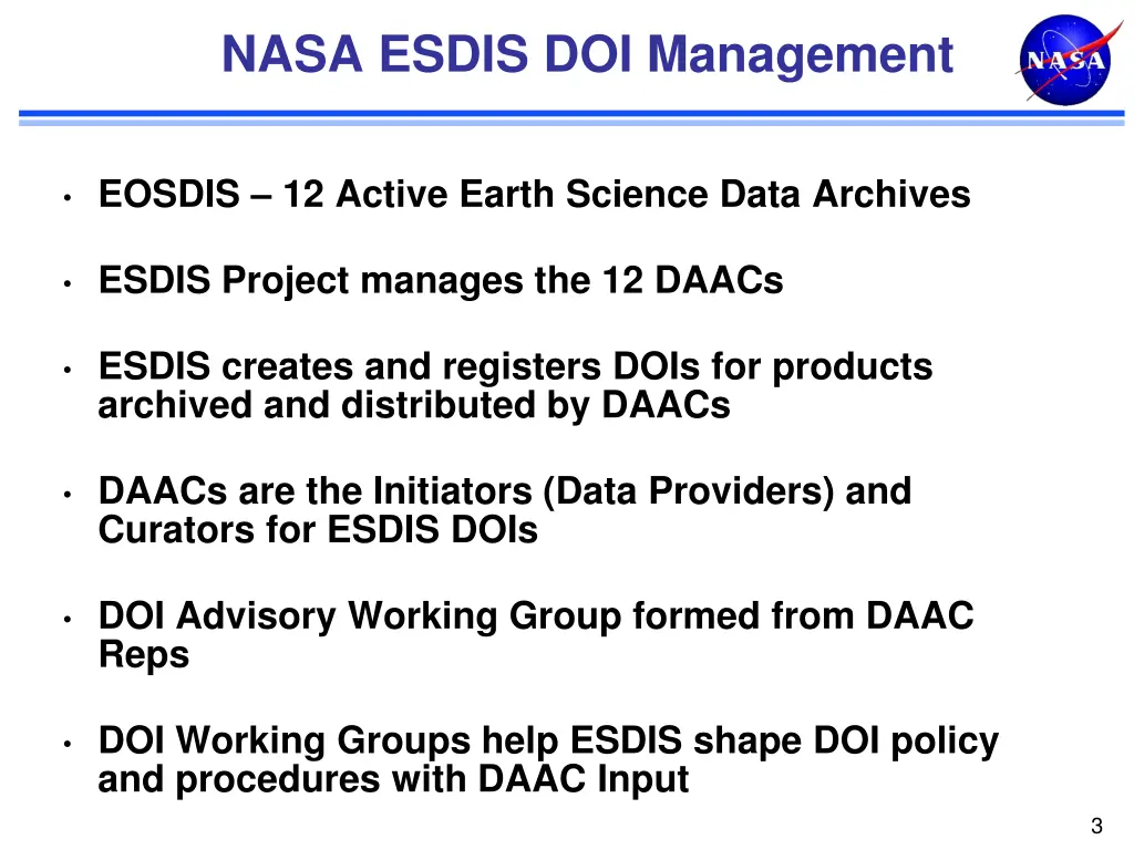 nasa esdis doi management