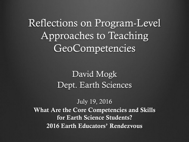 reflections on program level approaches