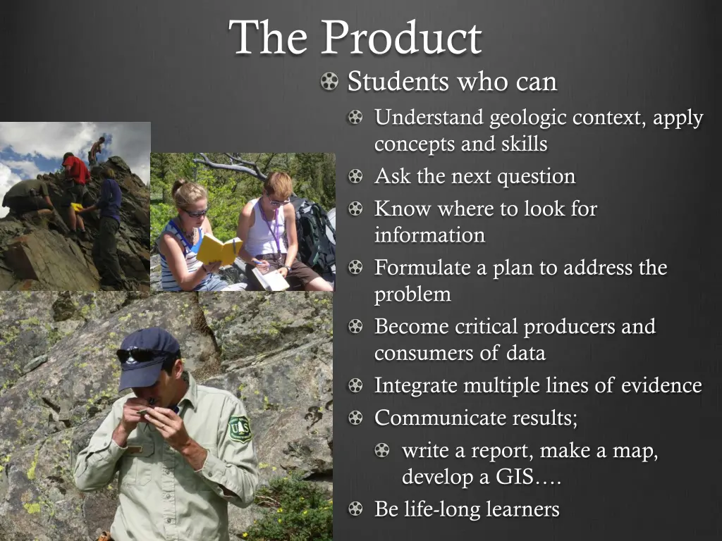 the product students who can understand geologic