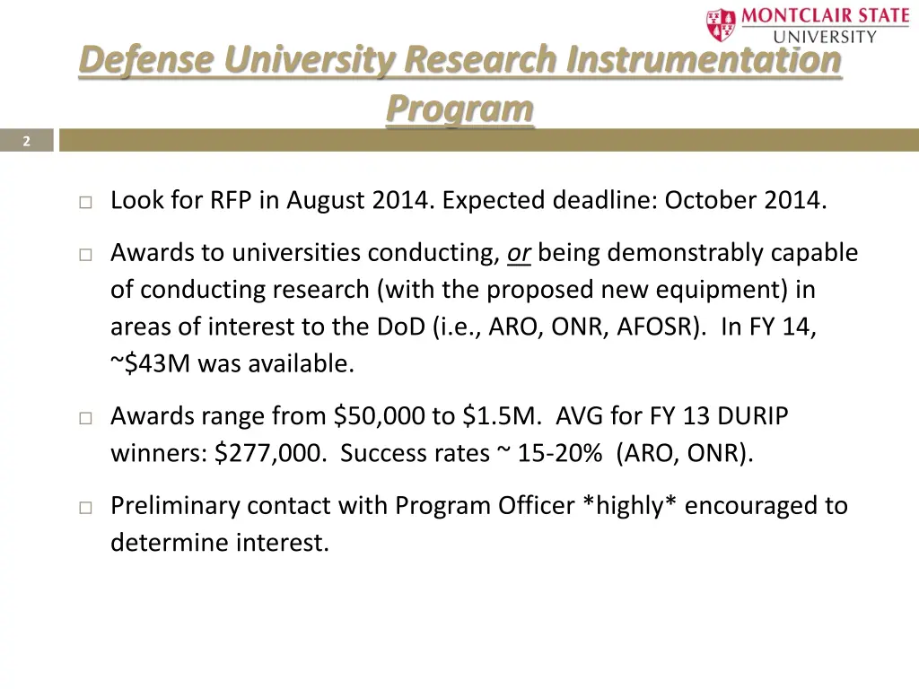 defense university research instrumentation