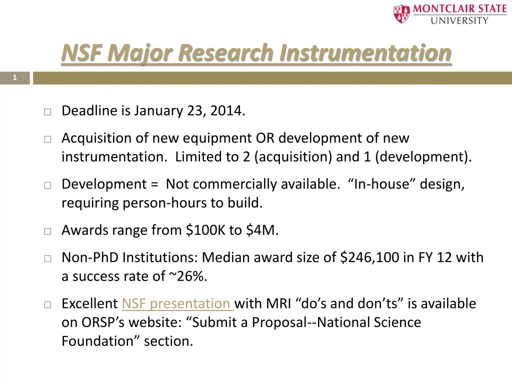 nsf major research instrumentation