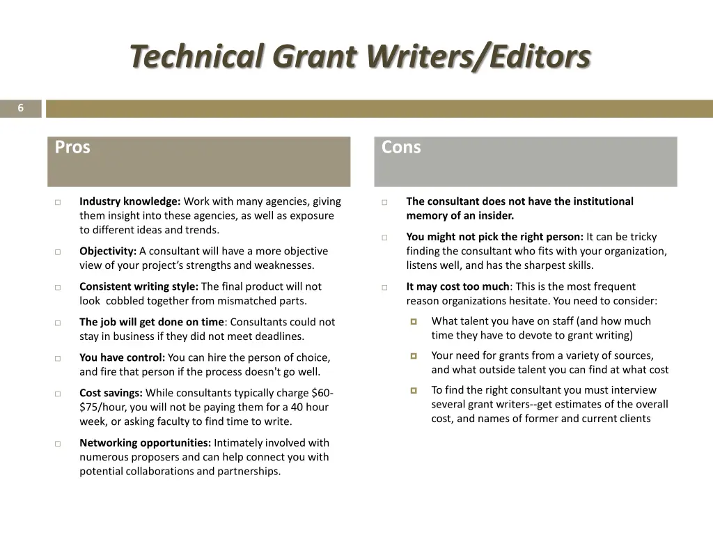 technical grant writers editors