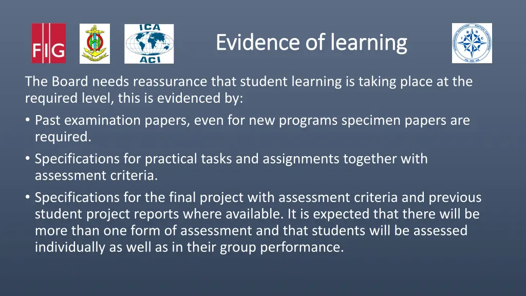 evidence of learning evidence of learning
