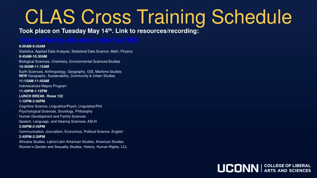 clas cross training schedule took place