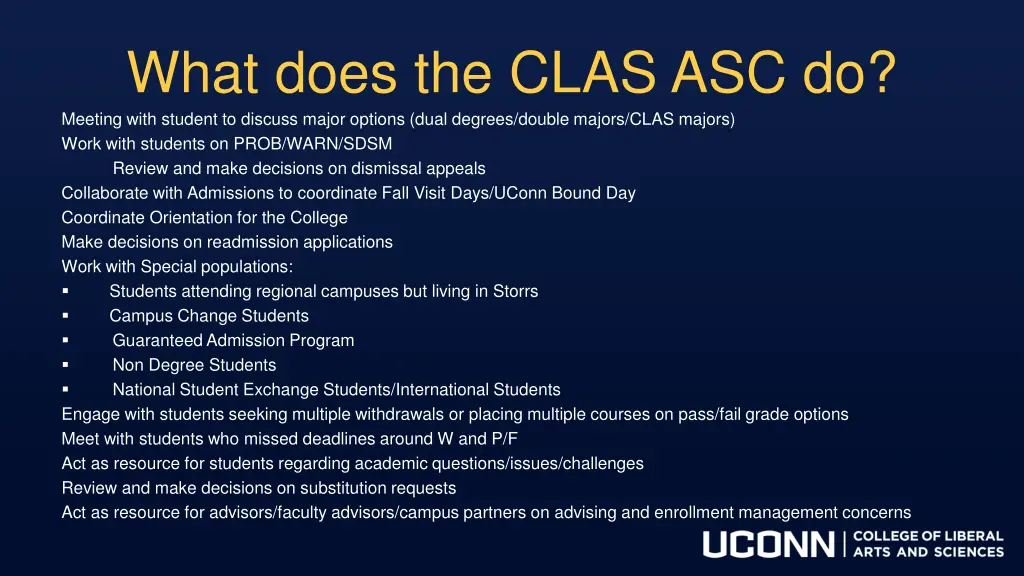 what does the clas asc do meeting with student