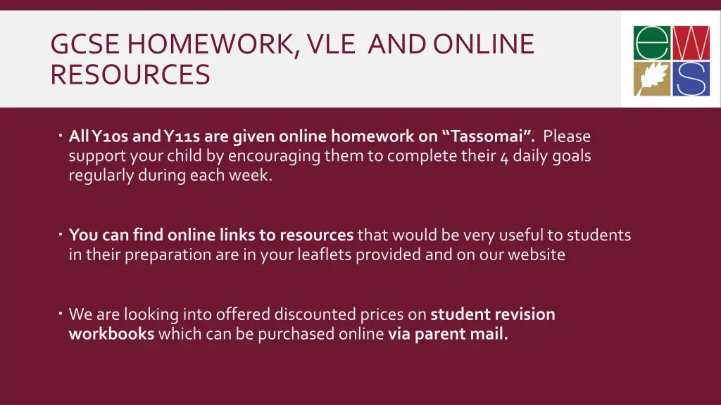 gcse homework vle and online resources