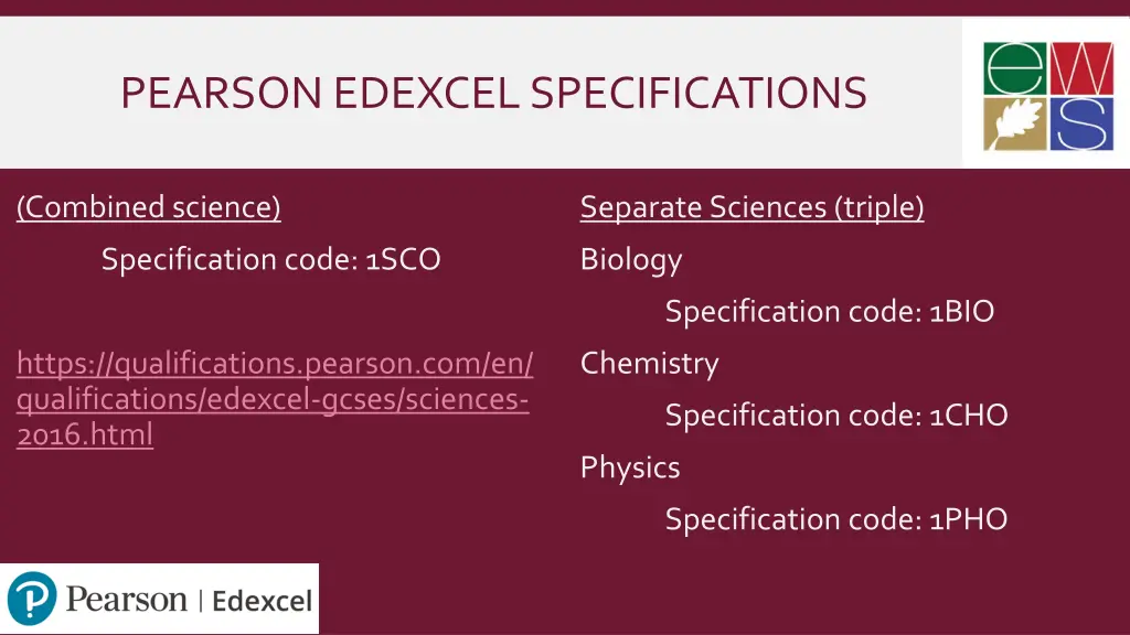 pearson edexcel specifications