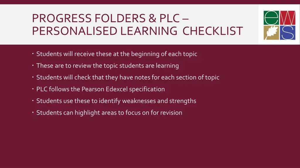 progress folders plc personalised learning