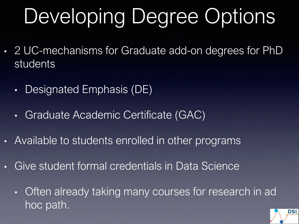 developing degree options