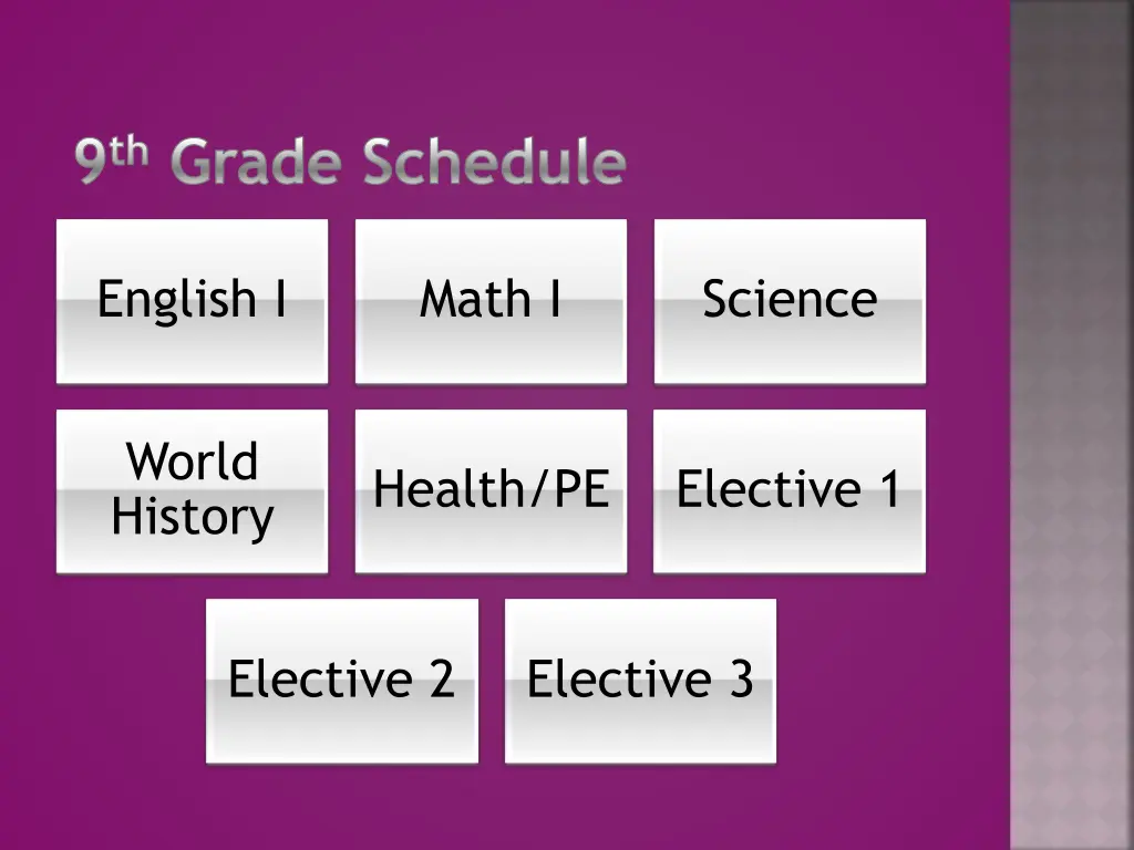 9 th grade schedule