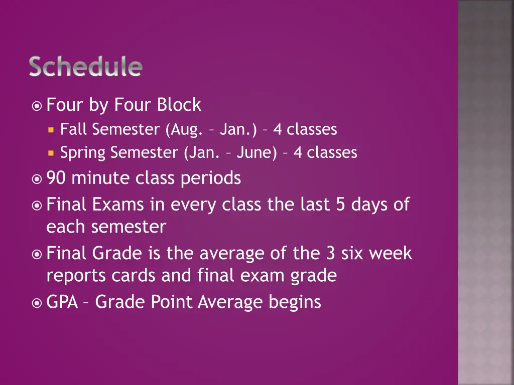 schedule