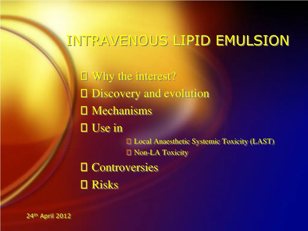 intravenous lipid emulsion