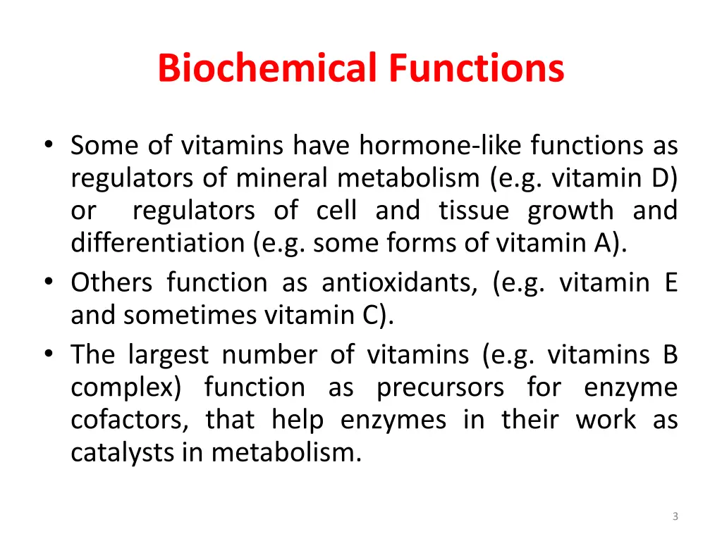 biochemical functions