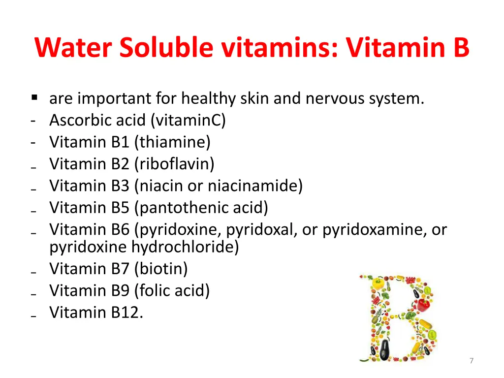 water soluble vitamins vitamin b