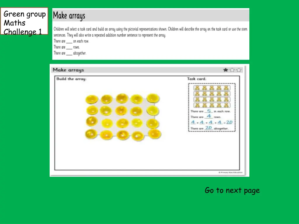green group maths challenge 1