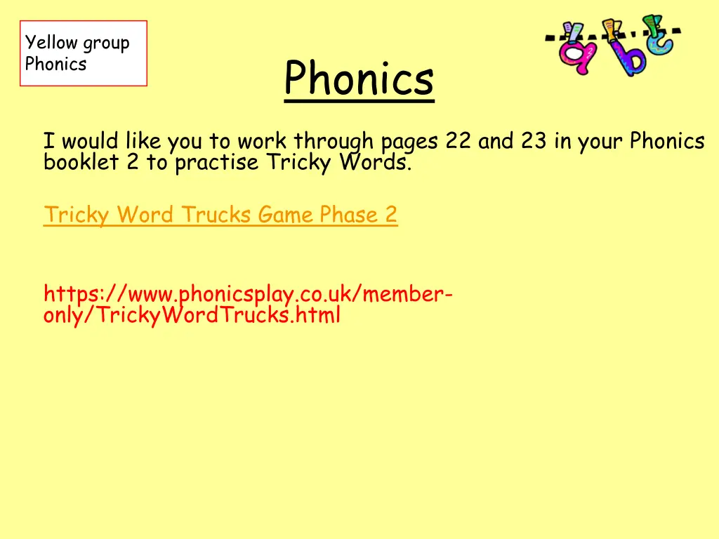 yellow group phonics