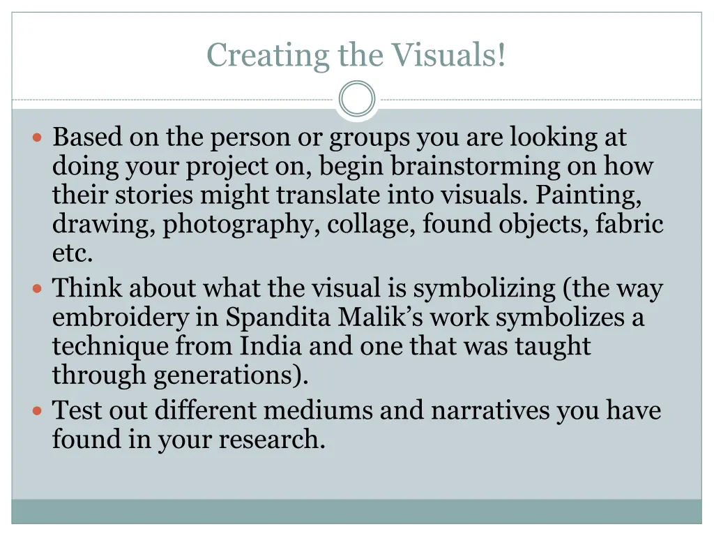 creating the visuals