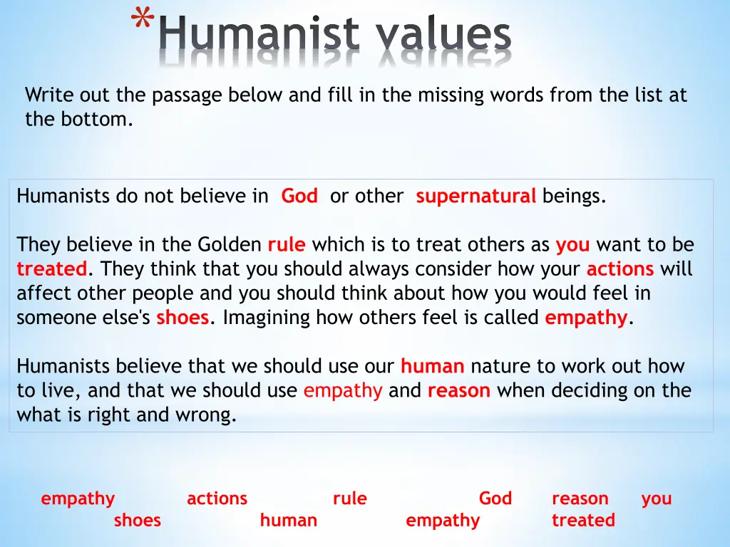 humanist values