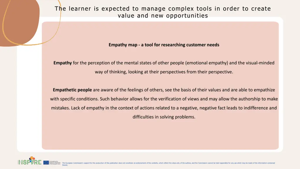 the learner is expected to manage complex tools 2