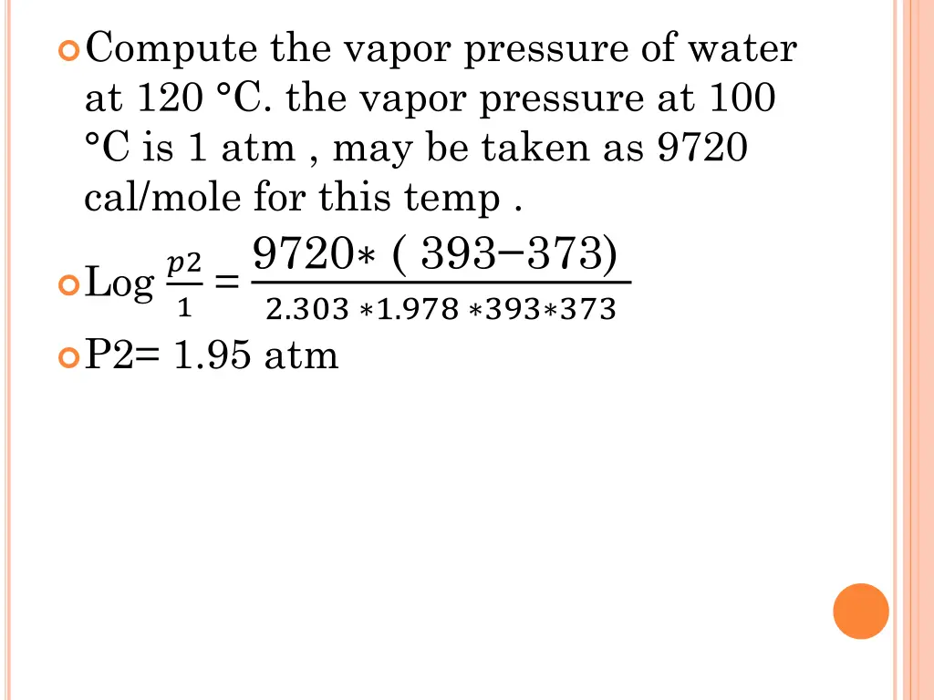 compute the vapor pressure of water