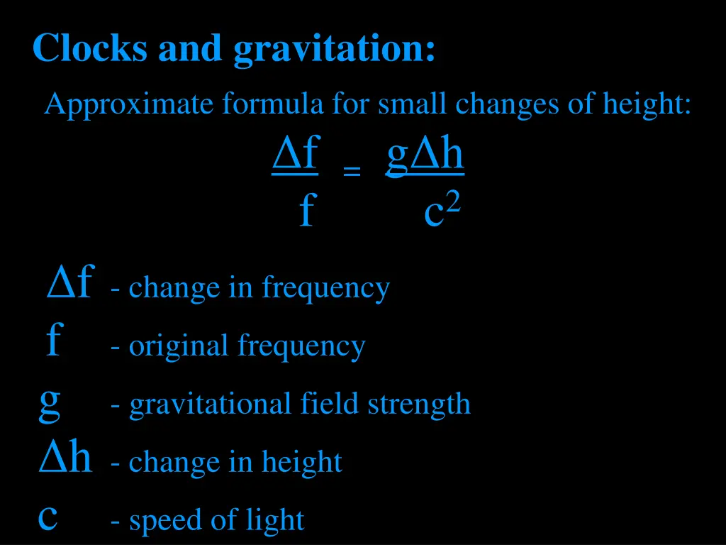 clocks and gravitation approximate formula