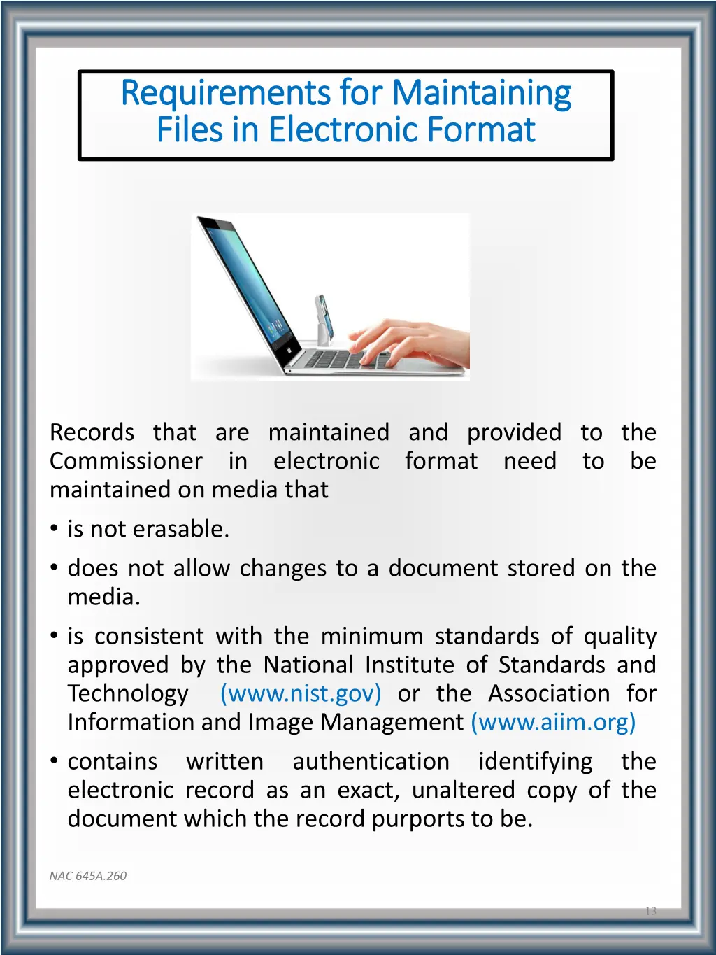requirements for maintaining requirements 1