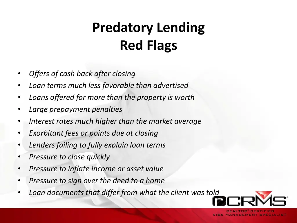predatory lending red flags