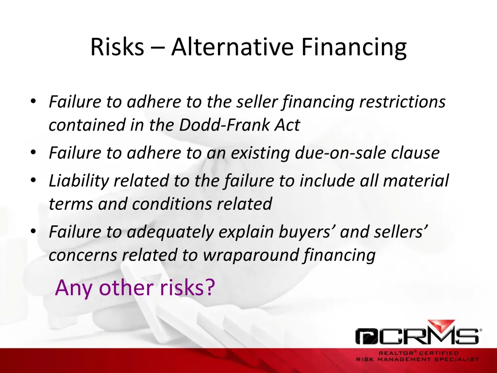 risks alternative financing