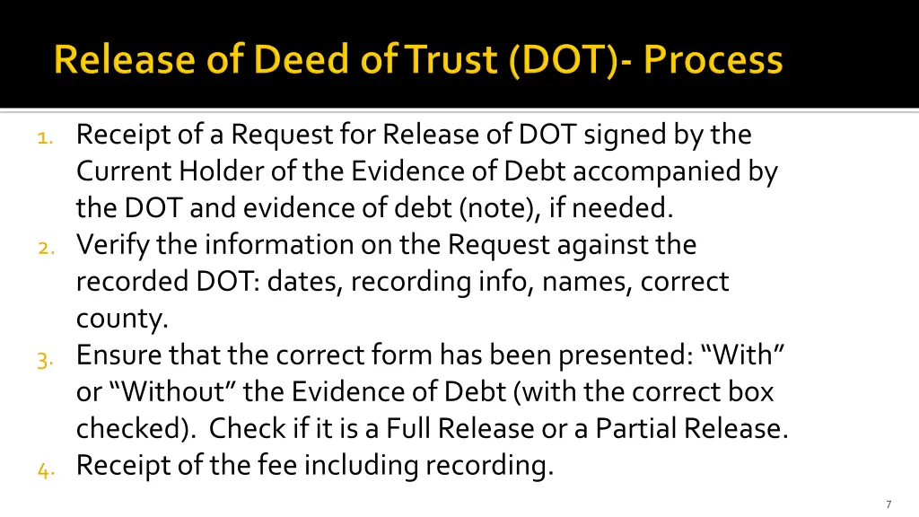 1 receipt of a request for release of dot signed