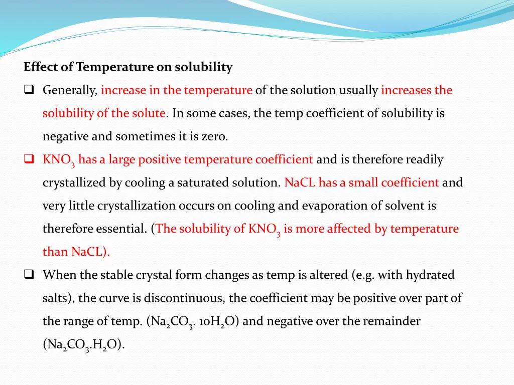 effect of temperature on solubility