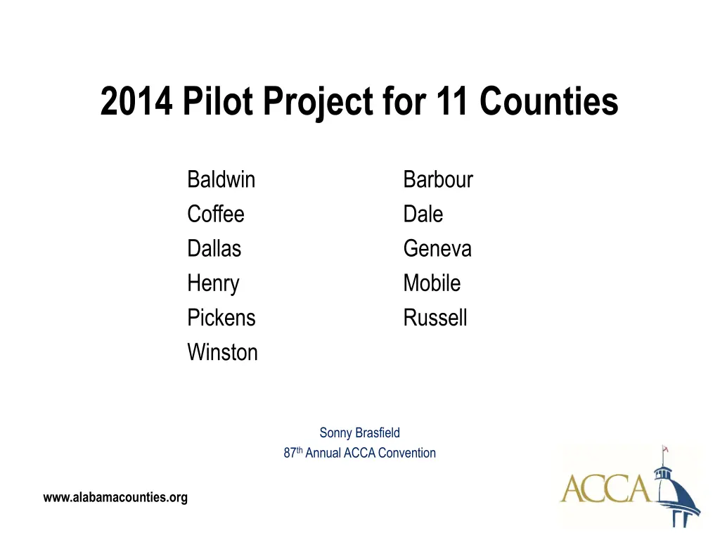 2014 pilot project for 11 counties baldwin coffee