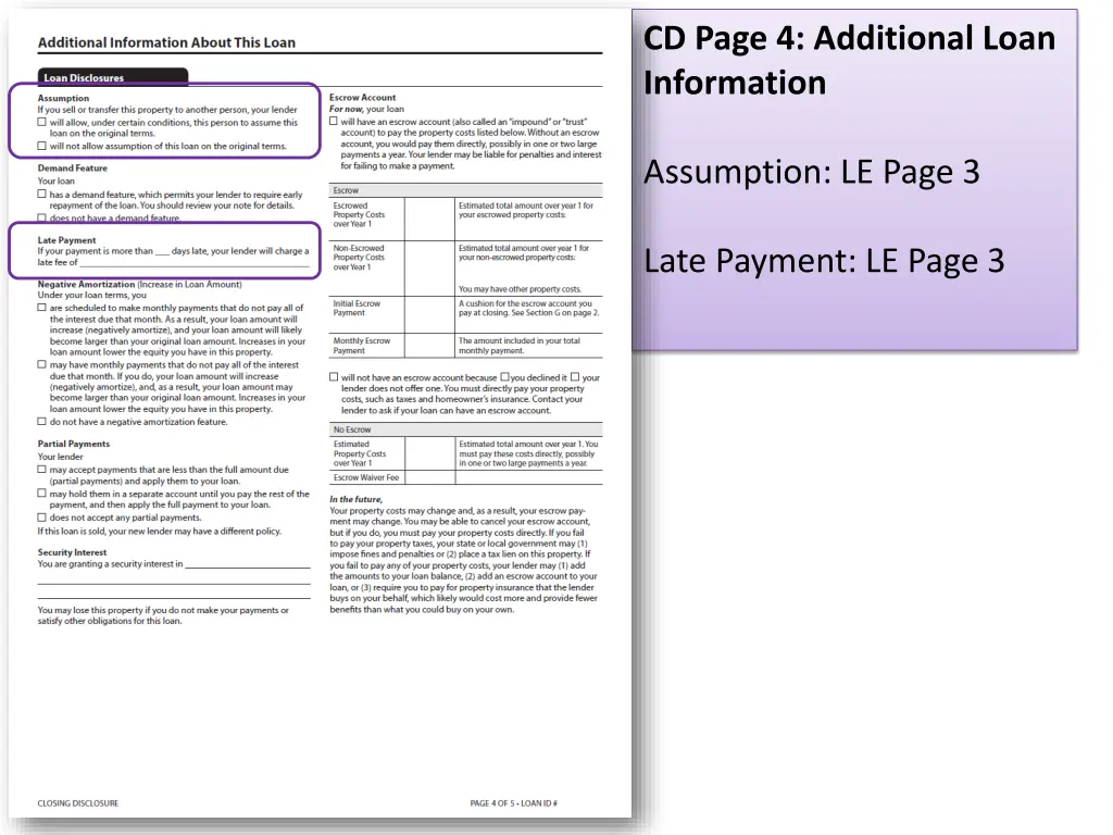 cd page 4 additional loan information 1
