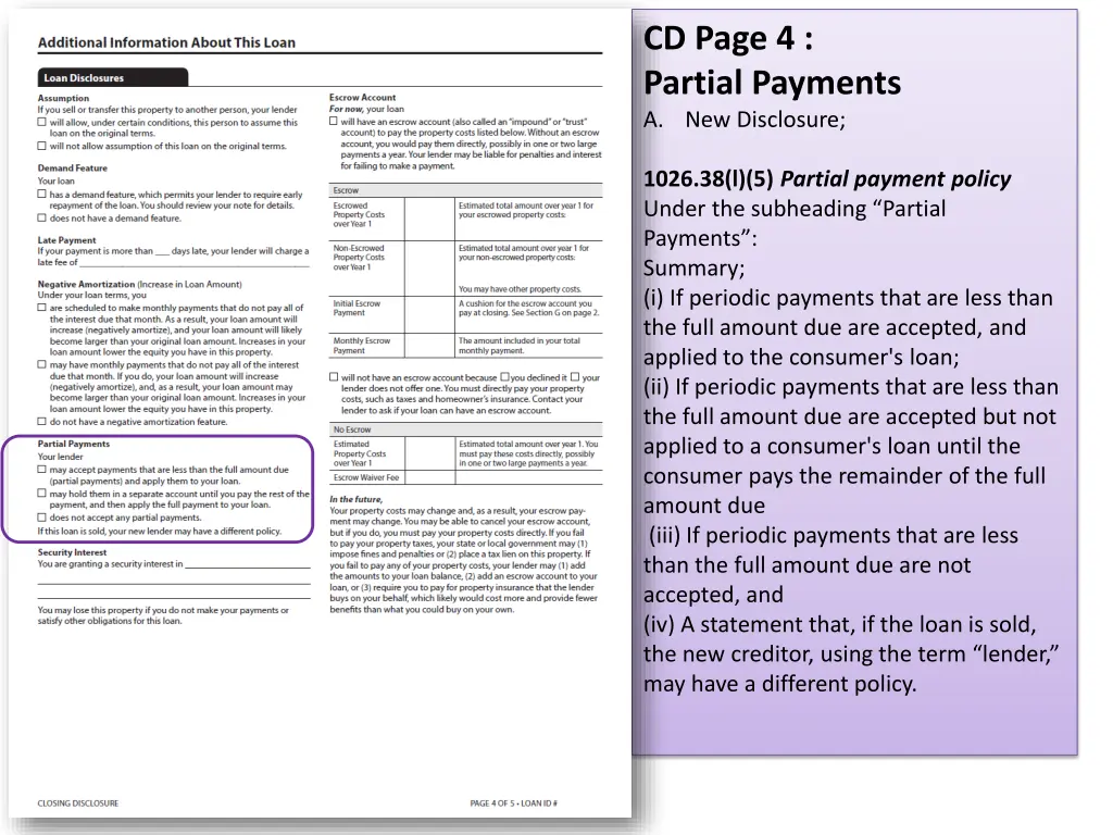 cd page 4 partial payments a new disclosure