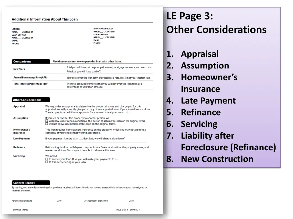 le page 3 other considerations