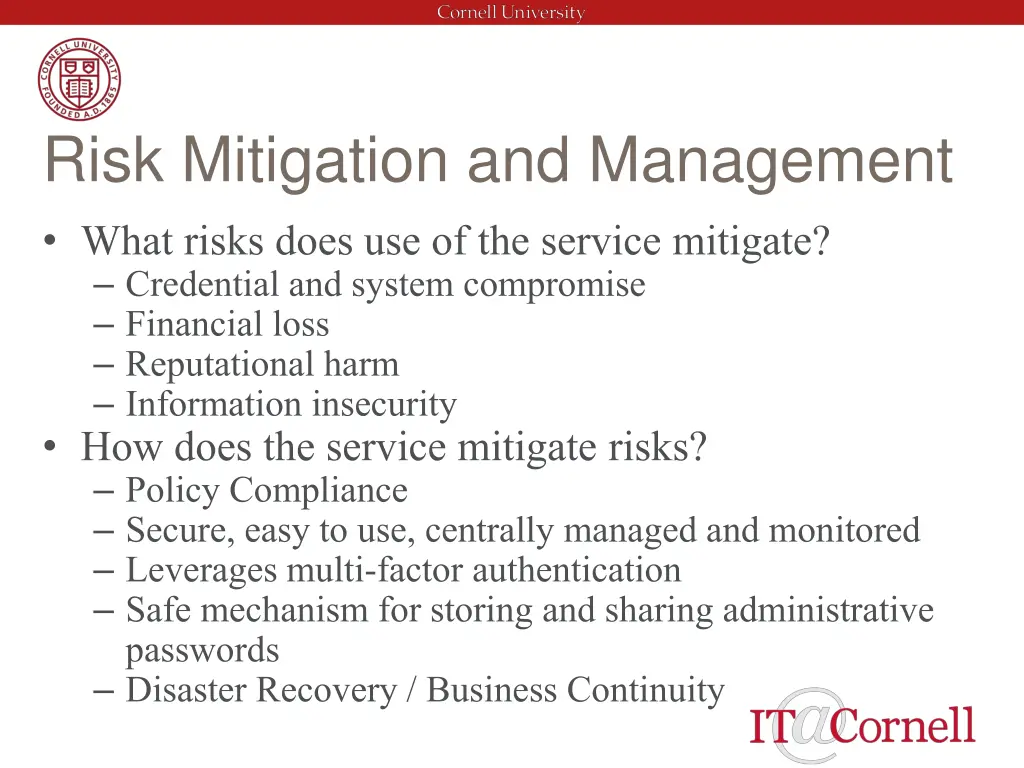 risk mitigation and management