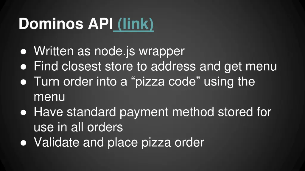 dominos api link