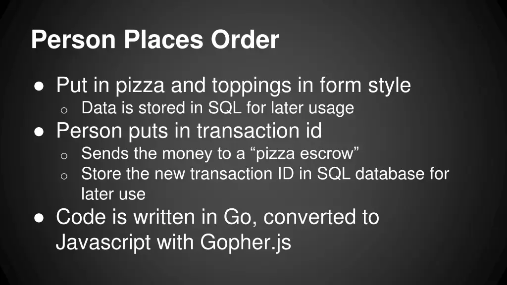 person places order