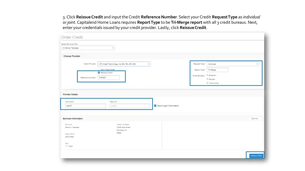 3 click reissue credit and input the credit