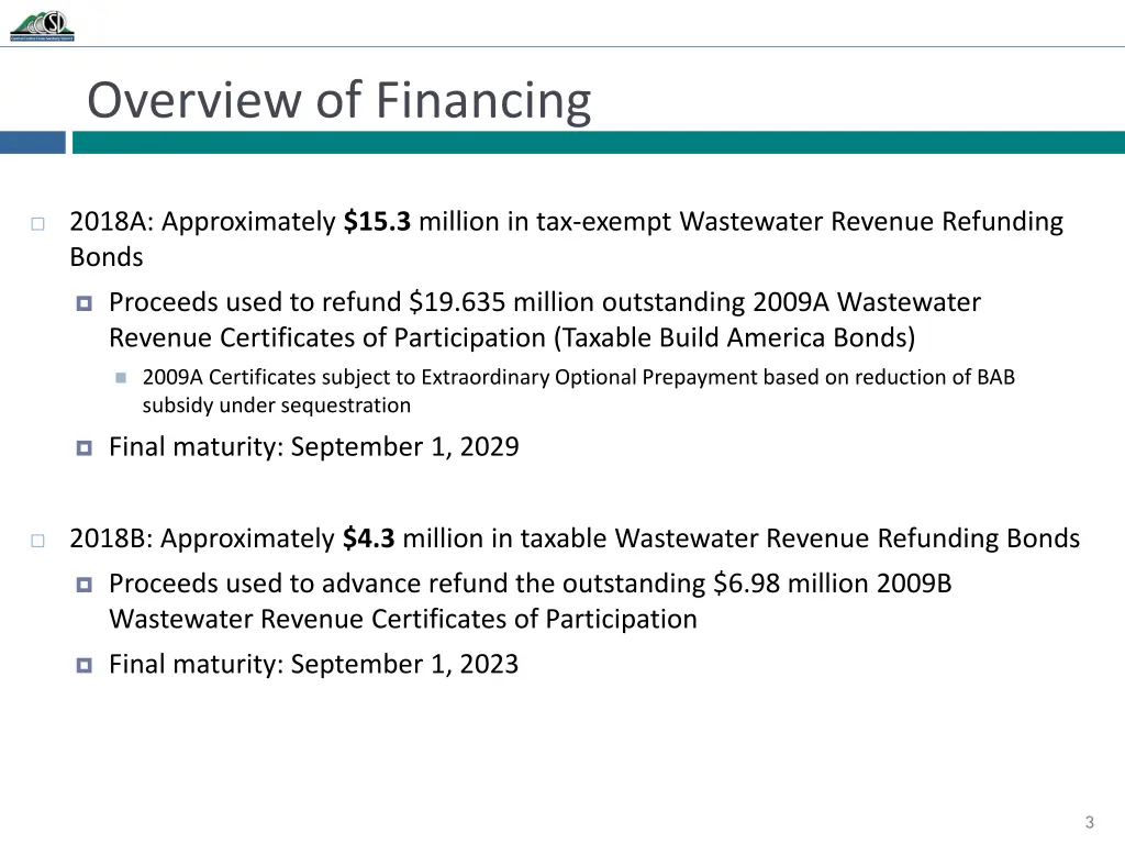 overview of financing