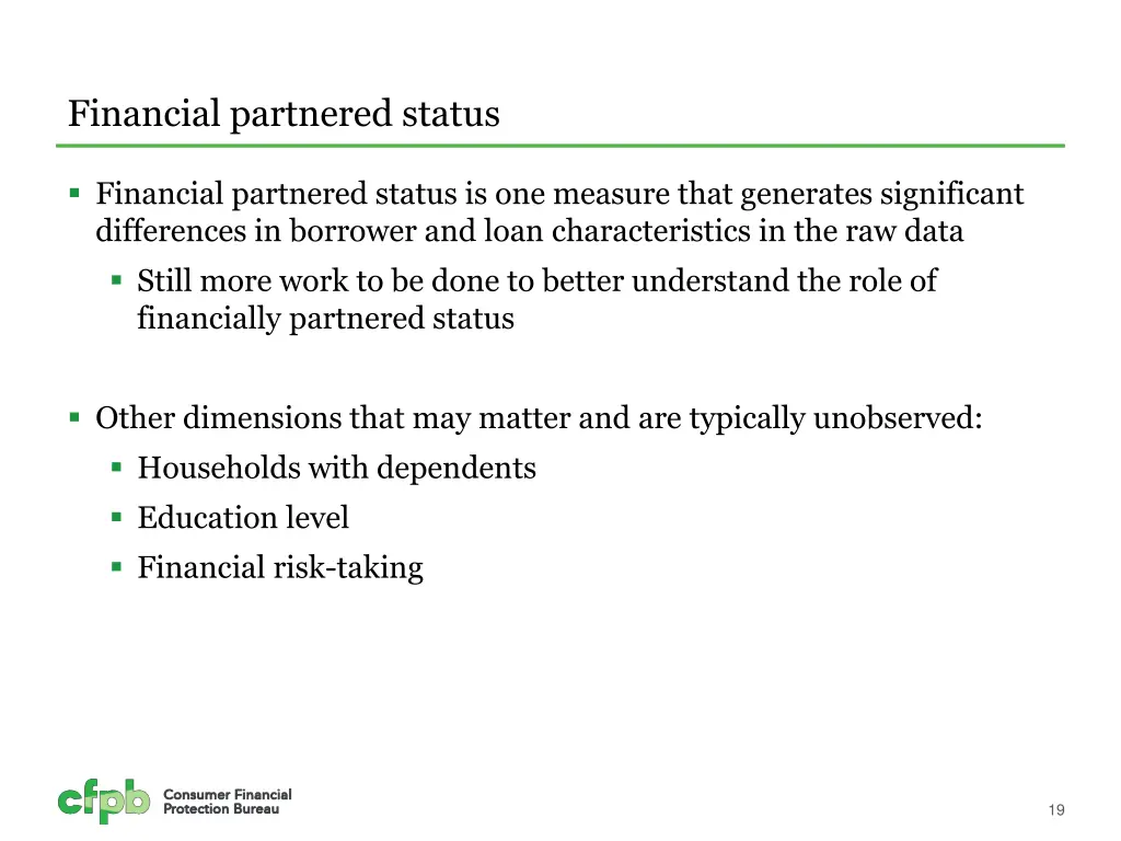 financial partnered status