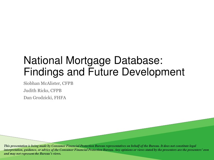 national mortgage database findings and future