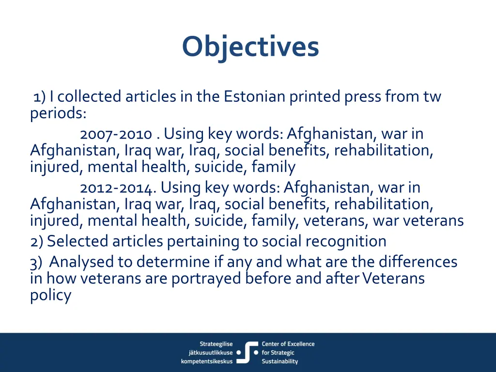 objectives