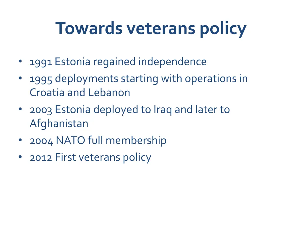 towards veterans policy