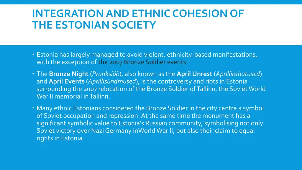 integrationand ethniccohesionof the estonian