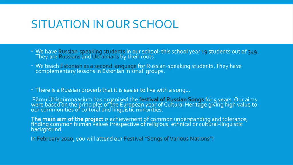 situation in our school