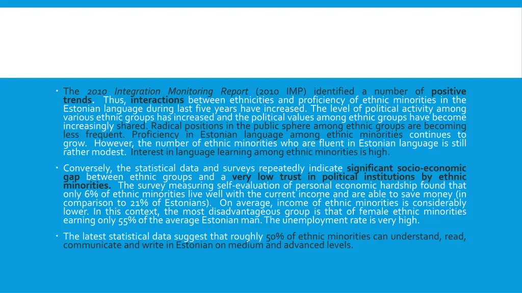 the 2010 integration monitoring report 2010