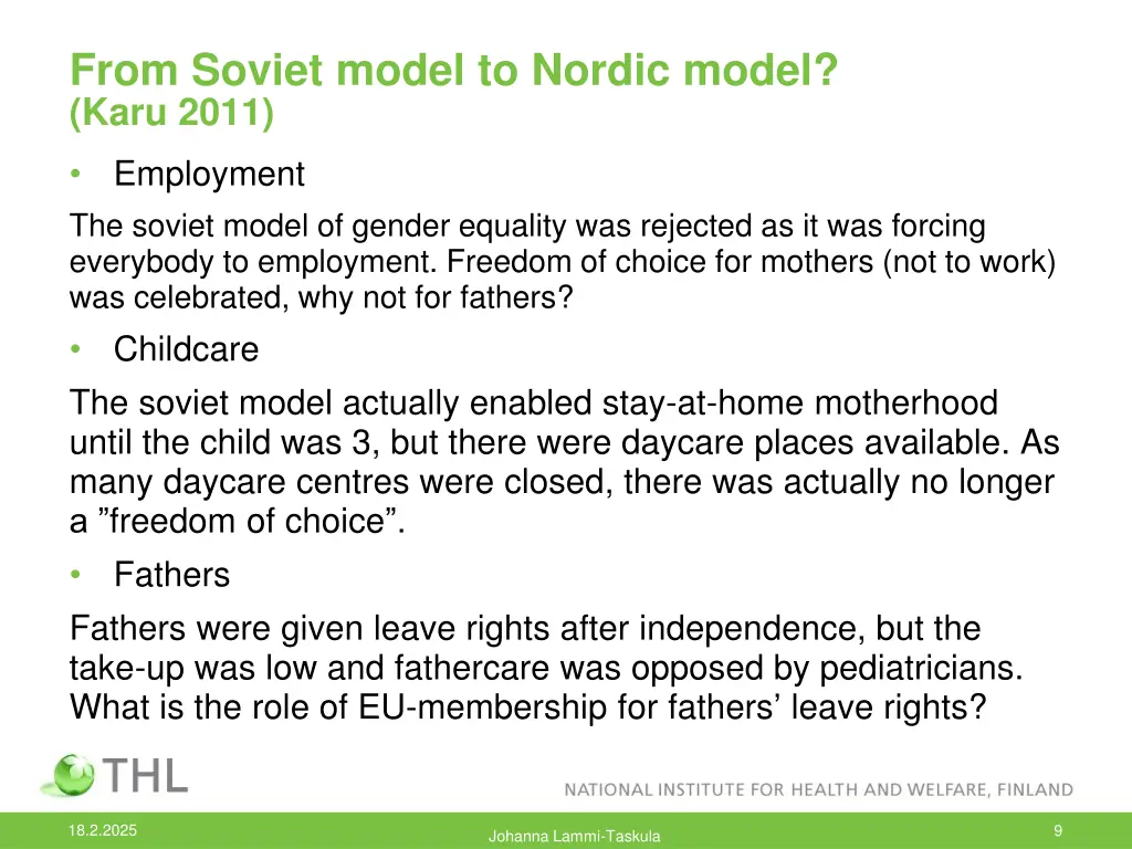 from soviet model to nordic model karu 2011