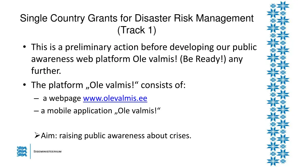 single country grants for disaster risk