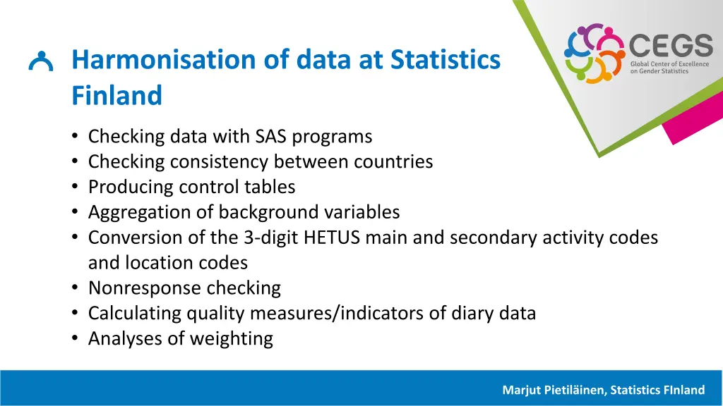 harmonisation of data at statistics finland